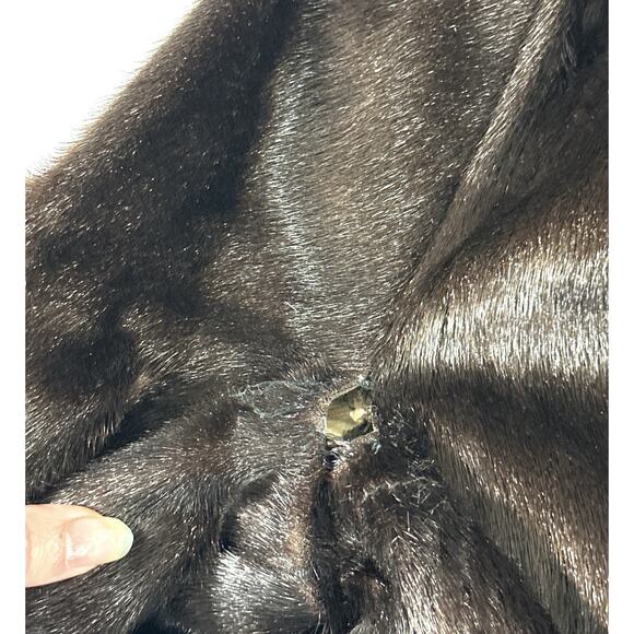 Vtg Real Fur Coat Brown Sheared Beaver (?) Belted Talon Zip 32” Medium AS-IS - Picture 6 of 12